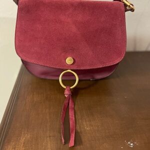 Chloe Boho Kurtis Suede & Leather Shoulder Bag Maroon